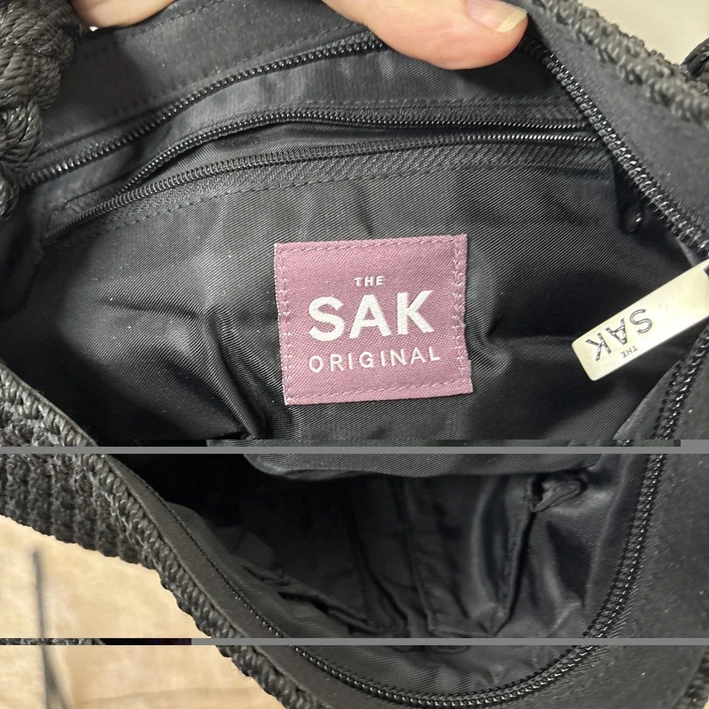 THE SAK‎ Crocheted Shoulder Bag Purse Black 11